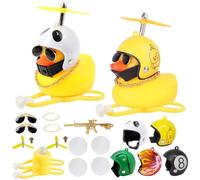 YAEGIMHT Little Yellow Duck - Juego de accesorios para bicicleta: incluye casco + pato, hoja de arce, gafas de sol, collar, correa de montaje, adhesivo que no deja marcas + aplicador; funciona con