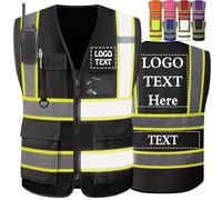 YAEILOV Chaleco de seguridad personalizado de alta visibilidad, clase 2, para hombre Chalecos de trabajo con logotipo personalizado de dos tonos para la construcción