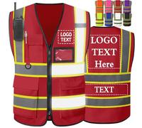 YAEILOV Chaleco de seguridad personalizado de alta visibilidad, clase 2, para hombre Chalecos de trabajo con logotipo personalizado de dos tonos para la construcción