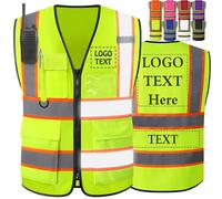 YAEILOV Chaleco de seguridad personalizado de alta visibilidad, clase 2, para hombre Chalecos de trabajo con logotipo personalizado de dos tonos para la construcción