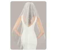 YAEISM Bride Wedding Veil White Glitter Cathedral Veil Sparkly Bachelorette Fingertip Bridal Long Star Light Tulle with Metal Comb for Brides and Women