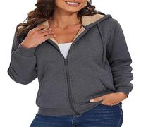 Yaepoip 2025 Women Casual fleece zip up Warm jacket Sherpa Lined Fall-Winter Coat With Pockets has a good pre-cooling effect (Dark Gray,XXL)