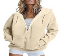 Yaepoip 2025 Women Casual fleece zip up Warm jacket Sherpa Lined Fall-Winter Coat With Pockets has a good pre-cooling effect (Apricot,XXL)