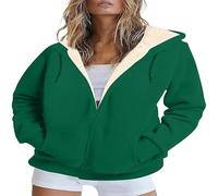 Yaepoip 2025 Women Casual fleece zip up Warm jacket Sherpa Lined Fall-Winter Coat With Pockets has a good pre-cooling effect (Green,L)