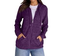 Yaepoip 2026 Zip Up Hoodie Women, Oversized Sweatshirt - Long Sleeve Hoodie Jackets Lightweight Sweatshirt (Purple,XL)
