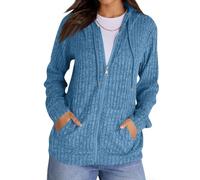 Yaepoip 2026 Zip Up Hoodie Women, Oversized Sweatshirt - Long Sleeve Hoodie Jackets Lightweight Sweatshirt (Blue,M)