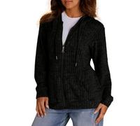 Yaepoip 2026 Zip Up Hoodie Women, Oversized Sweatshirt - Long Sleeve Hoodie Jackets Lightweight Sweatshirt (Black,XL)