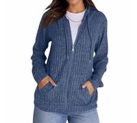 Yaepoip 2026 Zip Up Hoodie Women, Oversized Sweatshirt - Long Sleeve Hoodie Jackets Lightweight Sweatshirt (Dark Blue,XXL)