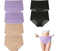 Yaepoip 3/6 PCS Women's Leak Proof Panties Washable Leakproof Underwear Oversized Incontinence Panties for Women (6Pcs-A,4XL)