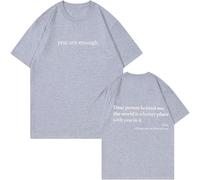 Yaepoip Camiseta Eres Suficiente, Querida Persona detrás de mí, Camiseta Informal con gráfico de Salud Mental (Light Gray,S)