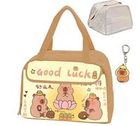Yaepoip Capybara Lunch Box, Waterproof Capybara Lunch Bag, Lonchera De Capibaras Para Niña, Animal Print Insulated Box Cute Cartoon lunch Tote for Office Travel Picnic Beach (#2)