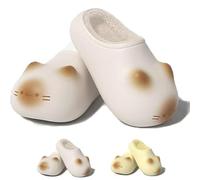 Yaepoip Cat Paws Footprints Fluffy Plush Fleece Height Increase Slippers, Cat Paw Slippers with Paw Prints on the Soles (WHITE,40)