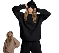 Yaepoip Comfort Airplane Mode Travel Hoodie with Eye Mask Built In, Wearable Blanket Hoodie with Hidden Pockets Unisex (Black,3XL)