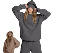 Yaepoip Comfort Airplane Mode Travel Hoodie with Eye Mask Built In, Wearable Blanket Hoodie with Hidden Pockets Unisex (Dark Grey,M)