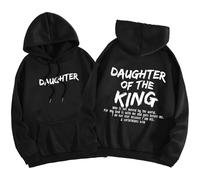 Yaepoip Daughter of The King Hoodie For Women Christian Sweatshirt Christian Bible Graphic Pullover Tops (Black,3XL)