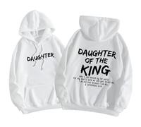 Yaepoip Daughter of The King Hoodie For Women Christian Sweatshirt Christian Bible Graphic Pullover Tops (White,L)