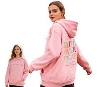 Yaepoip Faith Over Fear Hoodie - Christian Sweatshirt for Women, Oversized Jesus Hoodie (Pink,4XL)