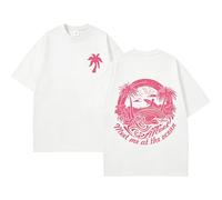 Yaepoip Oversized Graphic Tshirts for Women Teens Y2K Flower Short Sleeve Summer Aesthetic Preppy Vacation Tops (White,L)