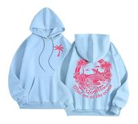 Yaepoip Pink Flower Hoodie - Preppy Hoodies for Women, Aesthetic Cute Oversized Y2k Hoodie (Blue,3XL)
