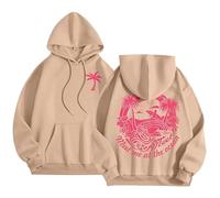 Yaepoip Pink Flower Hoodie - Preppy Hoodies for Women, Aesthetic Cute Oversized Y2k Hoodie (Camel,4XL)