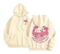 Yaepoip Pink Flower Hoodie - Preppy Hoodies for Women, Aesthetic Cute Oversized Y2k Hoodie (Khaki,4XL)