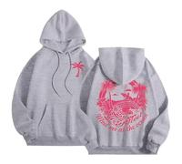 Yaepoip Pink Flower Hoodie - Preppy Hoodies for Women, Aesthetic Cute Oversized Y2k Hoodie (Light Gray,4XL)