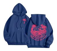 Yaepoip Pink Flower Hoodie - Preppy Hoodies for Women, Aesthetic Cute Oversized Y2k Hoodie (Navy Blue,5XL)