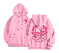 Yaepoip Pink Flower Hoodie - Preppy Hoodies for Women, Aesthetic Cute Oversized Y2k Hoodie (Pink,L)