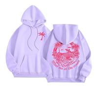 Yaepoip Pink Flower Hoodie - Preppy Hoodies for Women, Aesthetic Cute Oversized Y2k Hoodie (Purple,M)