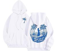 Yaepoip Pink Flower Hoodie - Preppy Hoodies for Women, Aesthetic Cute Oversized Y2k Hoodie (White(B),L)