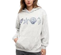 Yaepoip Seashell Hoodie - Cute Hoodies For Teen Girls Women Y2k Seashell Graphic Oversized Sweatshirt (White,XS)