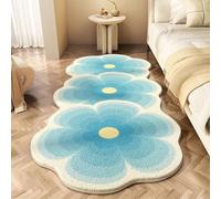 Yaepoip Soft Irregular Flower Pattern Rug, Non Slip Washable Flower Shaped Rug, Fluffy Irregular Shapedrug for Bedroom Dorm Bathroom Kitchen (B:Blue,40 * 120cm/15.75 * 47.24in)
