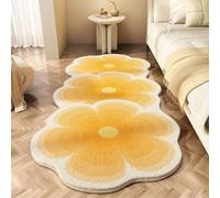 Yaepoip Soft Irregular Flower Pattern Rug, Non Slip Washable Flower Shaped Rug, Fluffy Irregular Shapedrug for Bedroom Dorm Bathroom Kitchen (B:Yellow,40 * 120cm/15.75 * 47.24in)