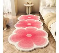 Yaepoip Soft Irregular Flower Pattern Rug, Non Slip Washable Flower Shaped Rug, Fluffy Irregular Shapedrug for Bedroom Dorm Bathroom Kitchen (B:Pink,60 * 120cm/23.62 * 47.24in)