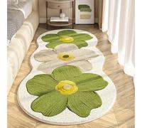 Yaepoip Soft Irregular Flower Pattern Rug, Non Slip Washable Flower Shaped Rug, Fluffy Irregular Shapedrug for Bedroom Dorm Bathroom Kitchen (A:Green,40 * 120cm/15.75 * 47.24in)