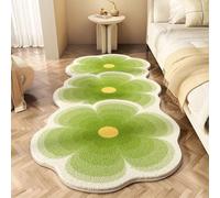 Yaepoip Soft Irregular Flower Pattern Rug, Non Slip Washable Flower Shaped Rug, Fluffy Irregular Shapedrug for Bedroom Dorm Bathroom Kitchen (B:Green,40 * 80cm/15.75 * 31.50in)