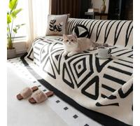 Yaepoip Soft Plush Non-Slip 2-Cushion Couch Cover Black, Scratch Resistant Sofa Cover for Pet Proof Cats/Dogs, Living Room Decor, Heavy Duty, Easy Install (B,71×118in)