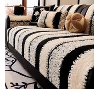 Yaepoip Soft Plush Non-Slip 2-Cushion Couch Cover Black, Scratch Resistant Sofa Cover for Pet Proof Cats/Dogs, Living Room Decor, Heavy Duty, Easy Install (A,71×125.98in)