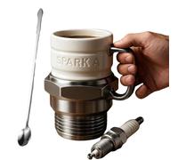 Yaepoip Spark Plug Mug - Resin Novelty Coffee Mug with Engine Spark Plug Design, Unique Auto-Inspired Gift for Mechanics/Gear heads, Funny Cool Gag Cup for Birthday Presents (Cup and spoon set)
