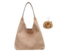 Yaepoip Suede Tote Bag for Women, Suede Slouchy Shoulder Bag Crossbody Hobo Bags for Office Travel College Work (Off-white)