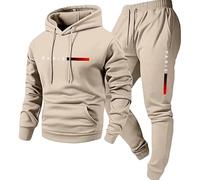 Yaepoip Sweatsuits For Men 2 Piece Hoodies And Joggers Set, Men's PARIS Letter Printed Hoodie & Drawstring (L,Khaki)