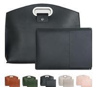 Yaepoip The 2-Piece Set, Sophisticated Business Waterproof Leather Laptop & Tote Set For 14-16 Inch (black)