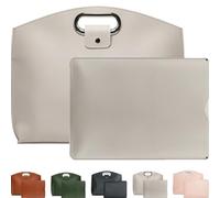 Yaepoip The 2-Piece Set, Sophisticated Business Waterproof Leather Laptop & Tote Set For 14-16 Inch (white)