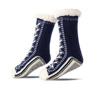 Yaepoip Ultra-Thick Cashmere Slipper Home Socks, Knitted Non-slip Soft Warm Slipper Socks for Indoor Home Women Men (Navy Blue,Talla única)