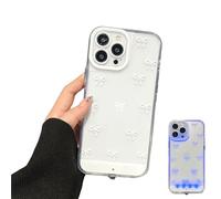 Yaepoip Vibrant LED Bowknot Phone Case for iPhone 17 16 15 14 13 Pro MAX, Vibrant Led Bows Phone Case, Soft TPU Protective Cover (17,White)