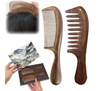 Yaepoip Walnut Wood Hair Comb, Walnut Hair Comb, Walnut Wood Comb, Natural Seamless Wood Comb, Wooden Hair Comb, Wooden Comb with Handle, Walnut Wide Tooth Curly Hair Comb, Anti Static Comb (2pcs)