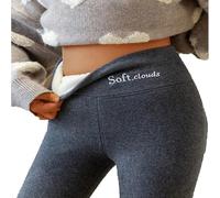 Yaepoip Women's Cloud Fleece Lined Leggings, High Elastic Tummy-Controlling Women's Winter Pants, Casual and Warm (Dark Gray,XXL)