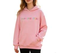 Yaepoip Women's Faith Over Fear Christian Graphic Hoodie - Oversized Cute Pullover Sweatshirt (Pink,L)
