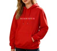 Yaepoip Women's Faith Over Fear Christian Graphic Hoodie - Oversized Cute Pullover Sweatshirt (Red,S)