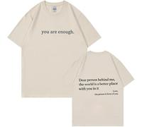 Yaepoip You Are Enough Tshirt Dear Person Behind Me Shirt for Men Mental Health Matters Graphic Casual Top (Khaki,3XL)